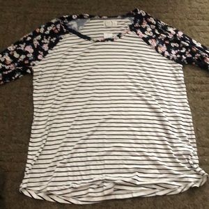 Maurices 3 Quarter Sleeve Striped Shirt